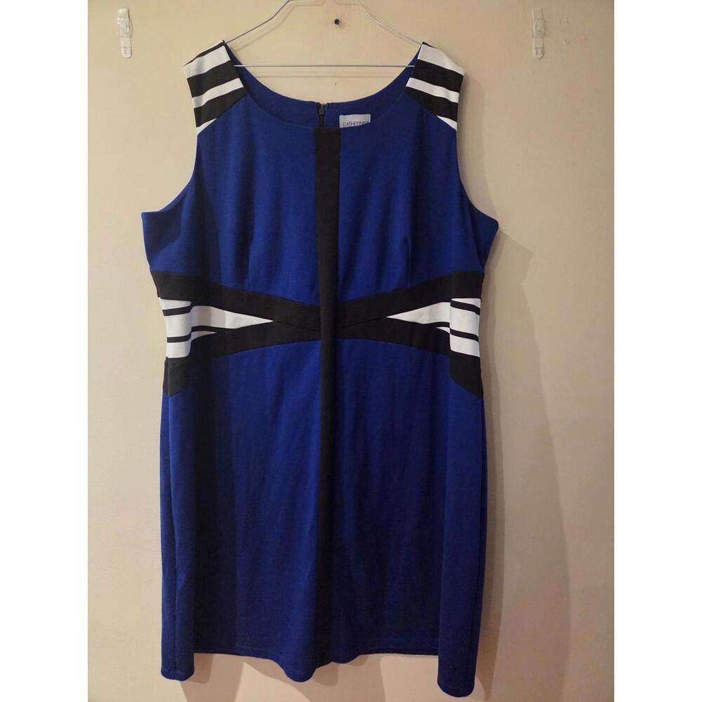 Catherines Women's Blue,White,Black Sleeveless Dress 3X